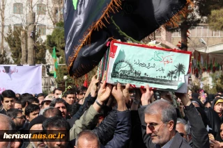 مراسم تشیع و تدفین شهید گمنام هشت سال دفاع مقدس در آموزشکده دختران کرج و شرکت مدیر کل حراست دانشگاه فنی وحرفه ای کشور در این مراسم
