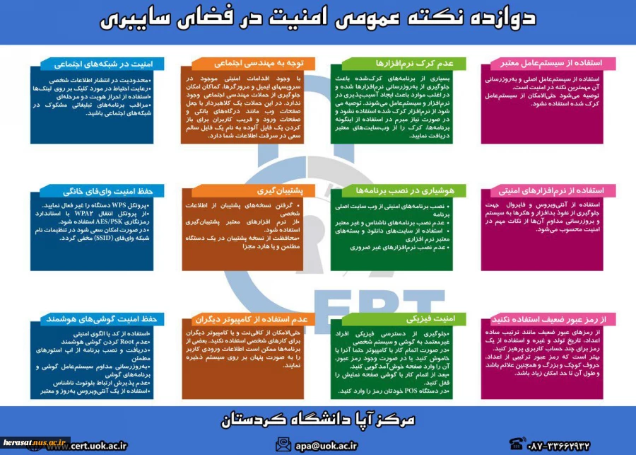 دوازده نکته عمومی امنیت در فضای سایبری 2